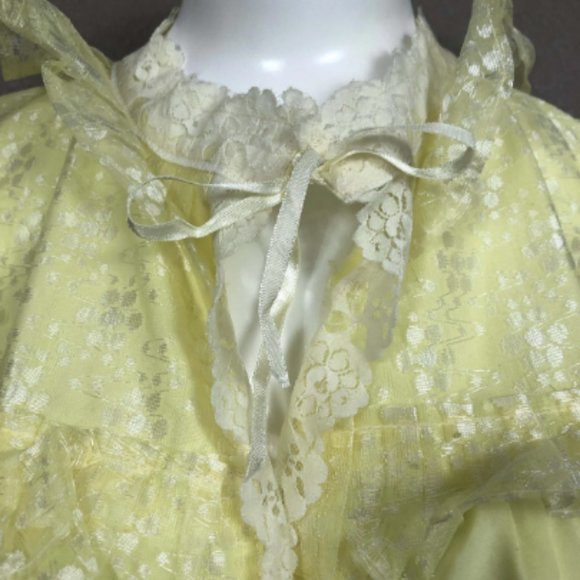 Vintage Bright Yellow Lace Trimmed Cotton Robe Sz M Pre-owned Fashion - Picture 3 of 5